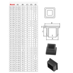 Silicone Rubber Square Hole Plugs Tube Inserts Bungs Stopper Black 6.6-120.6mm