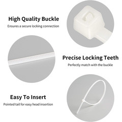 Cable Zip Ties,600 Piece Self-Locking Nylon Cable Ties,PerfecSizes 4+6+8+10+12in
