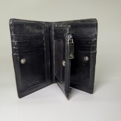 Lauren Ralph Lauren Wallet Black Leather LRL Clutch Compact Card Holder Red VTG