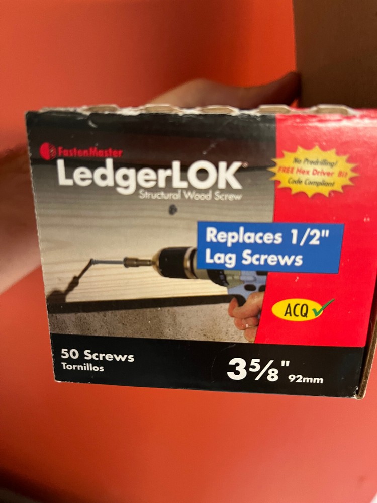 FastenMaster LedgerLok Structural Wood Screw. 3 5/8″. Open Box – 35 Screws