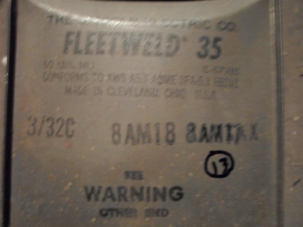 50 Lbs: Lincoln Electric Fleetweld 35 3/32C 8AM18 Welding Rods
