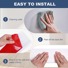 Self-Adhesive Vinyl Baseboard Trim, 4″ x 147.6′ Peel and Stick White Molding