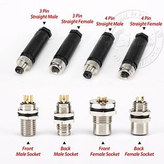 PG7 M8 Sensor Connector 3 Pin / 4 Pin Male / Female Straight / Elbow Plug IP67