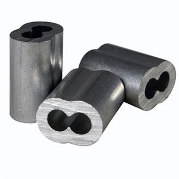 500 Aluminum Sleeves for Wire Rope Cable, 3/32″.