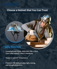 LANON Full Brim Hard Hat, OSHA Construction Work Approved, Blue Pattern Desig…