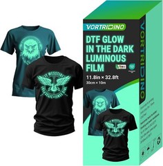 DTF Film Glow in The Dark 11.8in x 32.8ft DTF Transfer Film Luminous Cold Peel