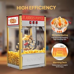 ROVSUN 10oz 40 Cups Commercial Popcorn Popper Maker Machine 800W Bar Service