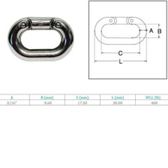 Stainless Steel 316 Chain Connecting Link 3/16″ Marine Grade Connector