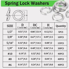 360 Pcs Flat Washer and Spring Lock Washers Assortment Kit7 SAE Sizes Washers