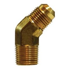 10453 45 deg Elbow, 3/8 in Male Flared x 3/8 in Male NPTF, Brass (2 Pack)