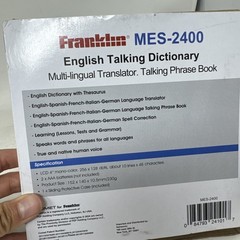 Franklin MES-2400 Digital Talking Dictionary Multi-Language Translator NEAR MINT
