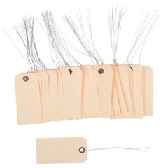 100 Pack 4 3/4″ x 2 3/8″ Size 5 Manila Inventory Pre Wired Hang Tags with Wire