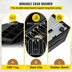 VEVOR 16″ Cash Drawer for POS Systems with 3 Unlocking Modes and RJ11/RJ12