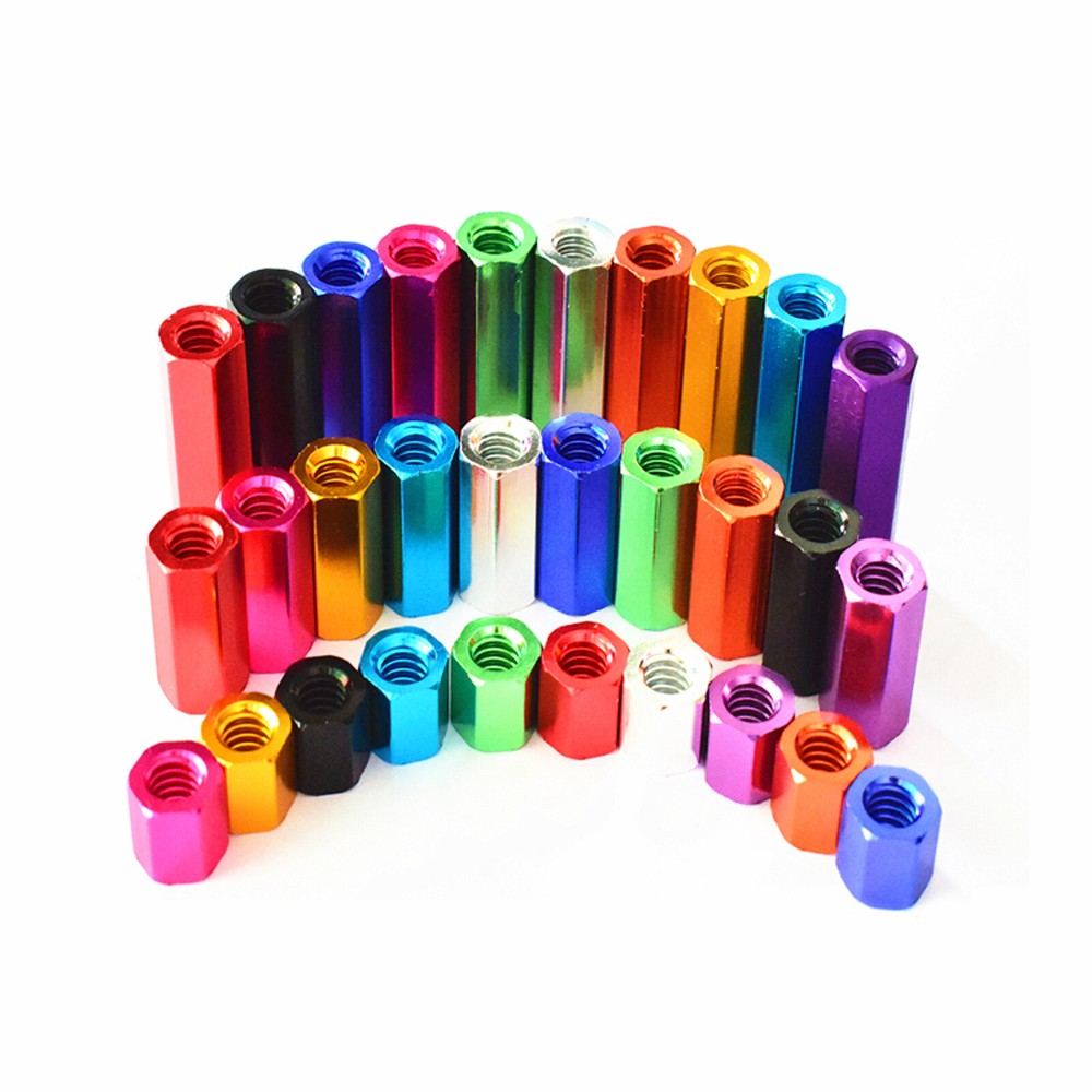 M4 M5 M6 Aluminum Hexagonal Threaded Stud Connector Rod Bar Nuts Standoff Column