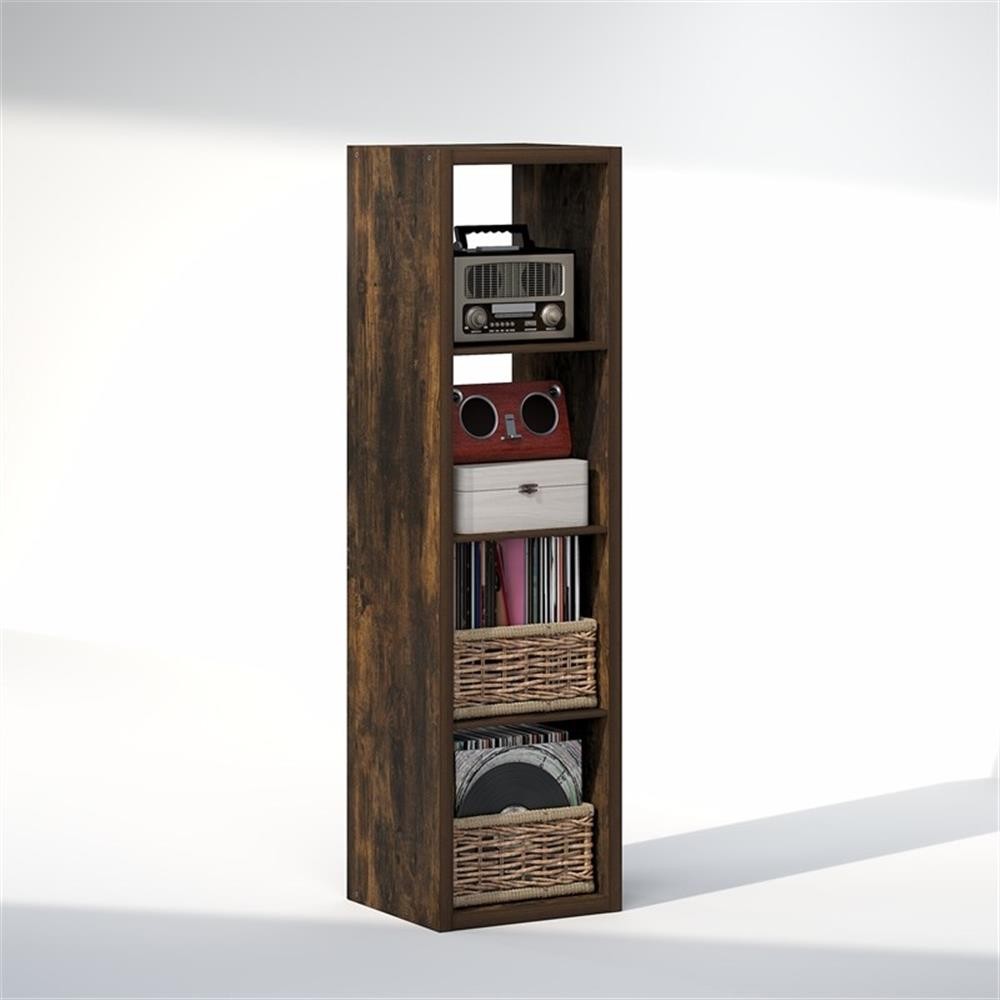 Pemberly Row 4-Cube Media Storage Organizer in Amber Pine