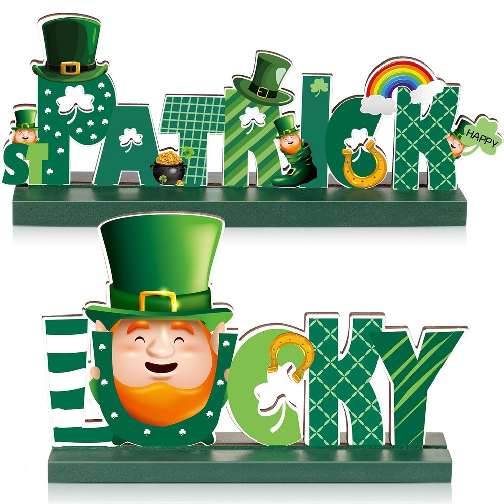 Blulu 2 St. Patrick Table Decorations, Lucky Centerpiece 2 Piece Set