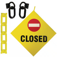 Closed Sign 8 In. X 8 In. with 12 Ft. Yellow Plastic Chain