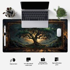 Mystical Green Tree Large Gaming Mouse 31.5L x 15.7W inches, Sky