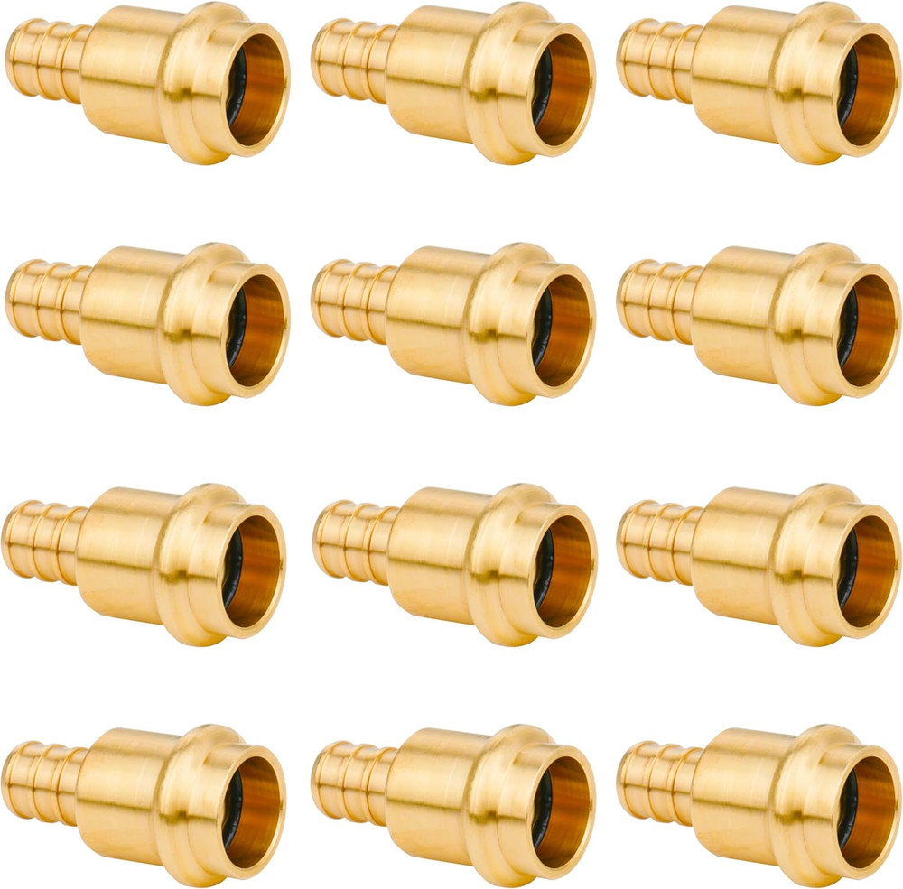 12 Pack 1/2″ Press Propress X 1/2″ PEX Adapter Crimp Fittings Brass Coupling Con