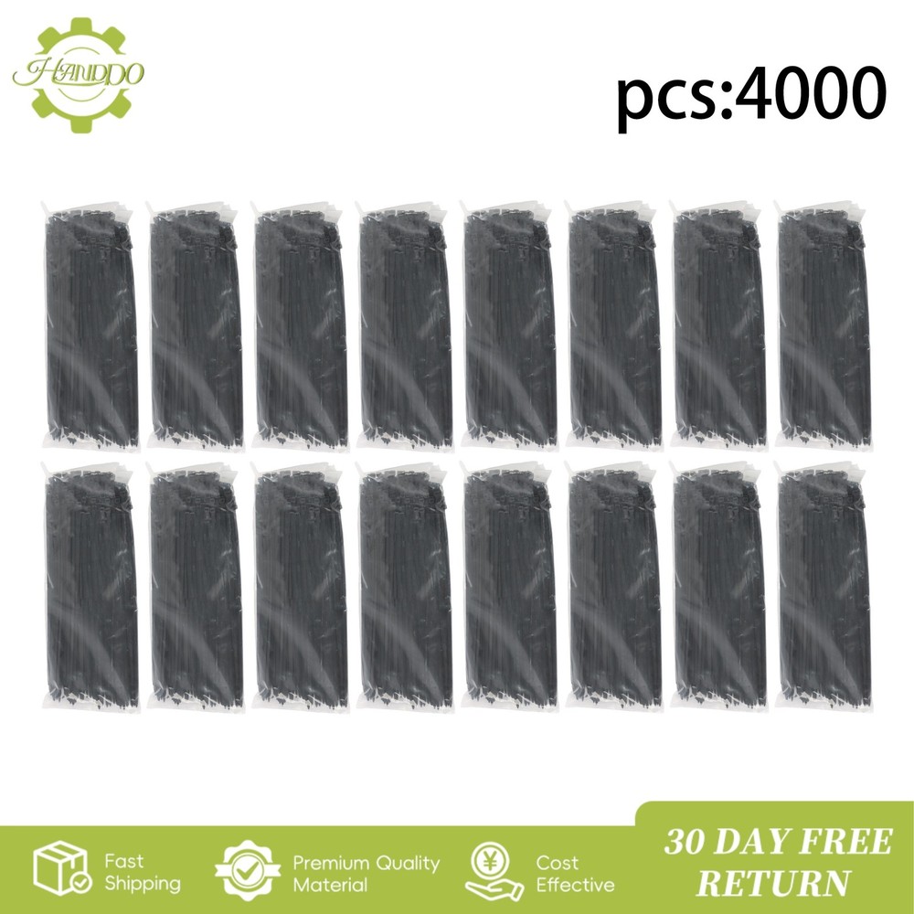 Cable Ties, 12-inch, Heavy-Duty, Tensile 50lb, Self-Locking, Nylon, 4000 Pieces