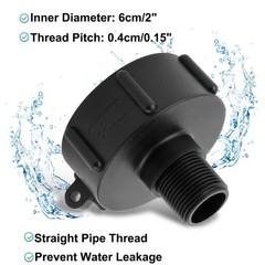 2PCS 275 330 G IBC Tote Adapter 2″ NPT (NPS) Fine Thread x3/4 Male Garden Hose