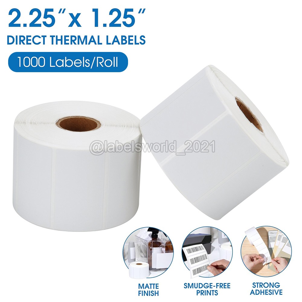 2.25″x1.25″ Direct Thermal Barcode Labels For Zebra LP2844 2842 1000 Labels/roll