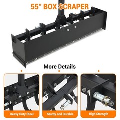 3 Point Hitch Powder Coated Steel 55″ Box Blade Scraper W/6 Shank For fit Cat 1