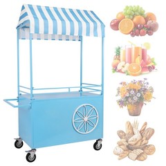 Candy Cart with Lockable Wheels Mobile Food Display Stand Dessert Cart W/ Canopy