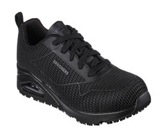 SKECHERS FOR WORK WOMENS,SLIP RESISTANT,SAFETY TOE,MEMORY FOAM SIZE 9.5 BLACK.