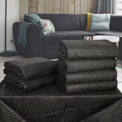 24 Pack Moving Blankets 80″ x 72″ Pro Economy Shipping Furniture Pads Black