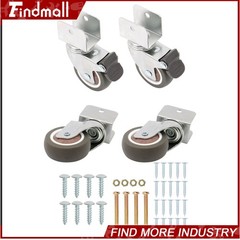 Findmall 4 PCS 2″ U-Bracket Shaped Caster Wheels (2 With Brake & 2 Without)