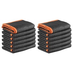 VEVOR 12 Pcs Moving Blankets 72 x 40 in Large Packing Blanket with Elastic Bands