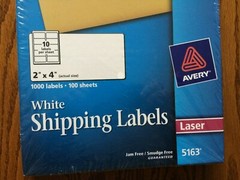 1000 Laser Print 5163 Address Label – 2″ X 4″, 10 labels/Sheet, 100 sheet/ Box