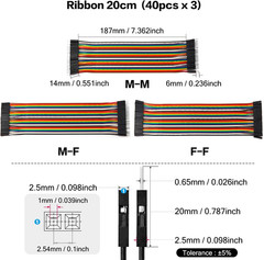 Cables jumper header 120 pines 10 20 30cm hembra multicolor Arduino Raspberry Pi