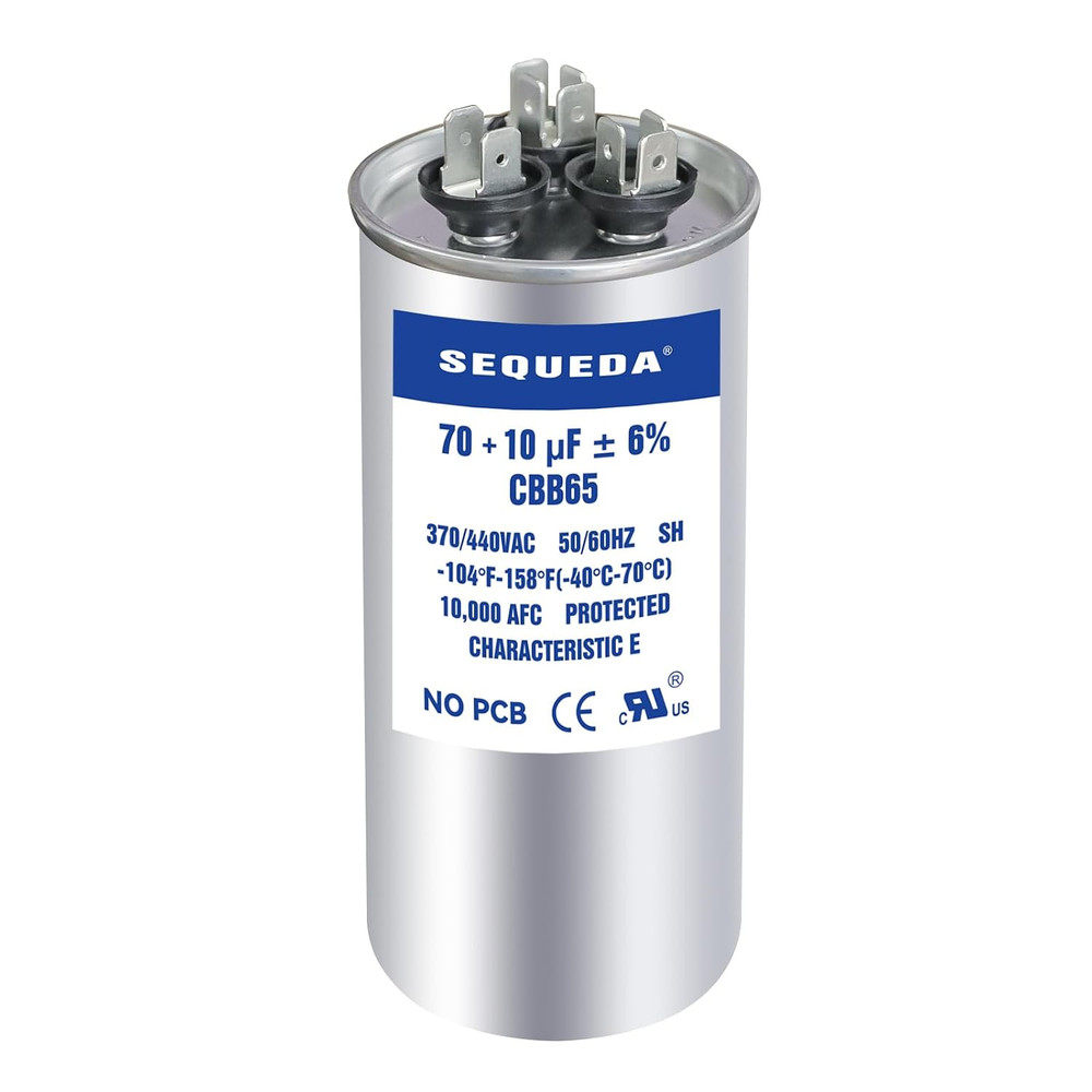70+10 Uf ±6% 370V/440V CBB65 CBB65A Dual Run Start AC Capacitor 70+10 MFD for Fa