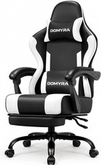 Gaming Chair Gamer Game Ergonomic with Footstool Lumbar Support Deep Black | …