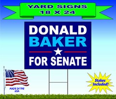 12 – 18×24 Yard Signs – Custom Design – Full Color – 2 Sided – Stakes Included!