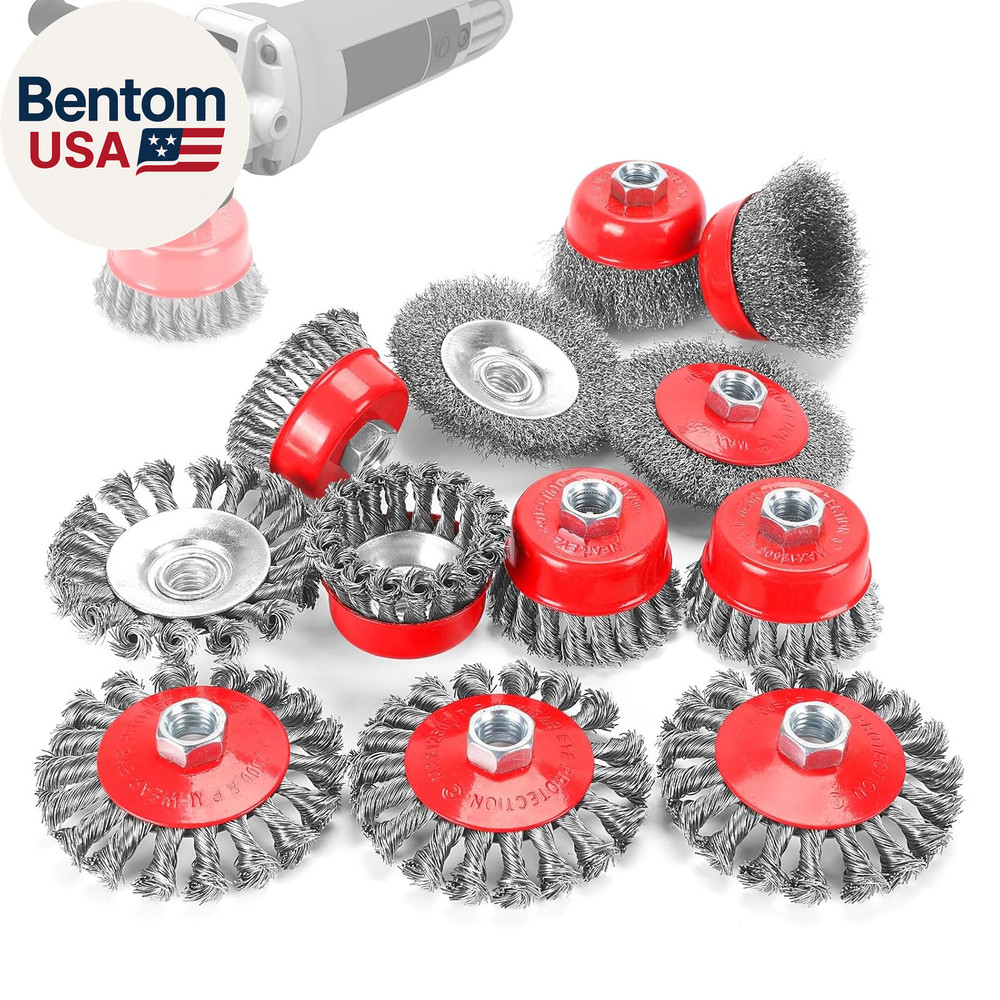 12 Pack Wire Wheel Brush for Angle Grinder, 6Pcs 4” Wheel Brushes, 6Pcs 3” Cup B