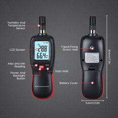 Thermometer Hygrometer Humidity Dew Point Wet Bulb Meter -20-70C -4-158F 4in1