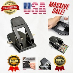 Sleek Black Heavy Duty 2-Hole Punch – Ergonomic, Compact, 5-Sheet Capacity