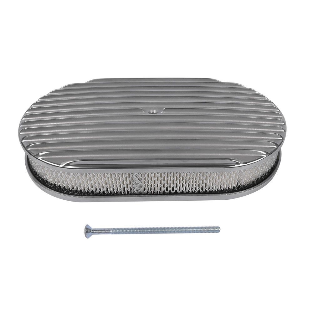 15″ Oval Full Finned Polished Aluminum Air Cleaner Filter Fits for Chevy SBC