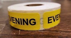 Warning Labels Evening Medication YELLOW Stickers 2in X .75in 500 Pack