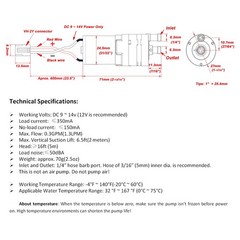 DC 12V Mini Food Grade Self Priming Diaphragm Fresh Water Transfer Pump 1.3LP…