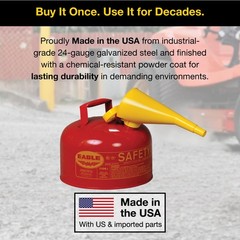 2.5 Gallon Red Safety Gas Can for Gasoline | Flame Arrester, Self-Closing Lid, F