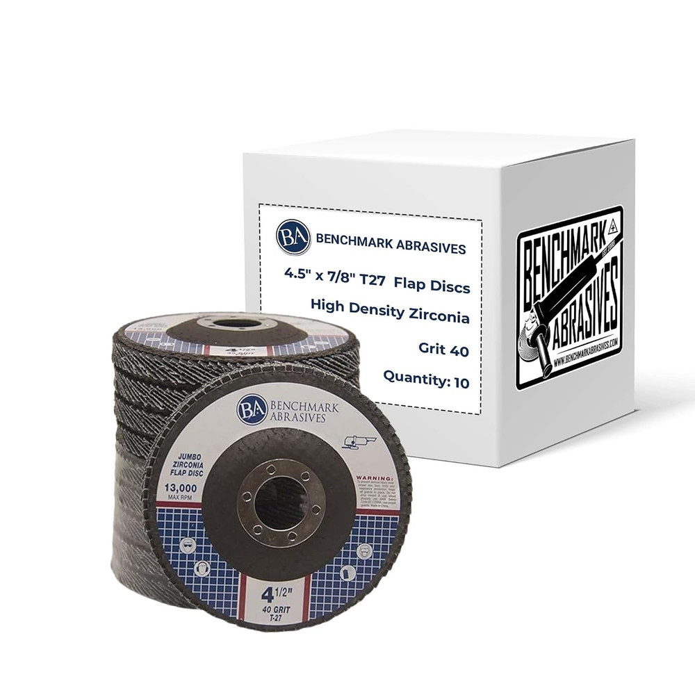 Benchmark Abrasives 4.5″ x 7/8″ Zirconia Type 27 Flap Discs, 40 Grit | Jumbo Hig