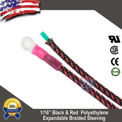 50 FT. 1/16″ Black Red Expandable Wire Sleeving Sheathing Braided Loom Tubing UL