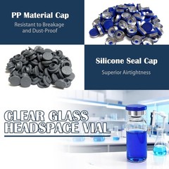 100Pcs 10ml Clear Glass Vials Headspace Vials w/ Flip Caps Sample Vials