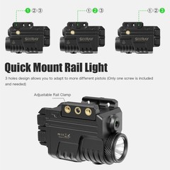 SIXRAY Green Beam and Flashlight for Pistol, Laser Light Combo