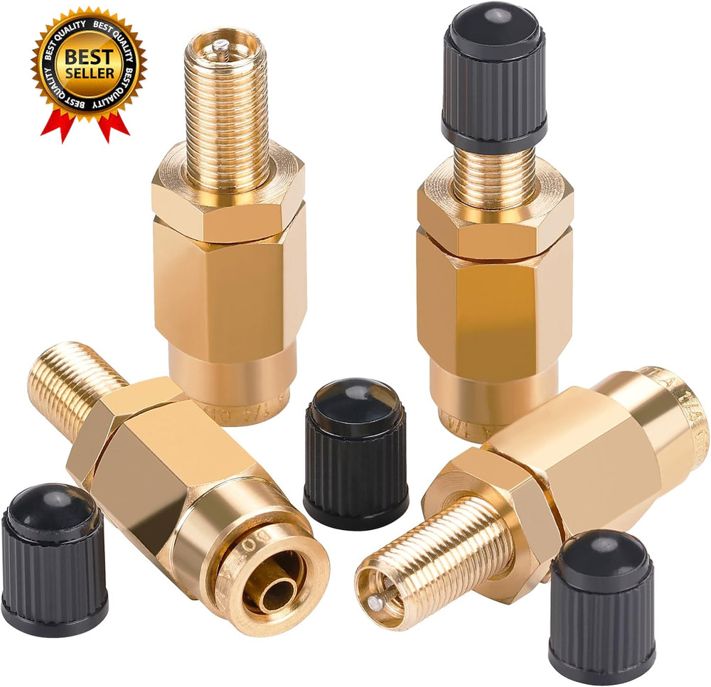 4 PCS 1/4″ Inflation Schrader Valve with Push to Connect for 1/4″ OD Air Line Tu