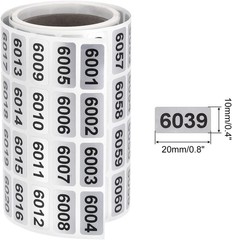 1-20000 Self Adhesive Labels Consecutive Number Inventory Stickers Waterproof